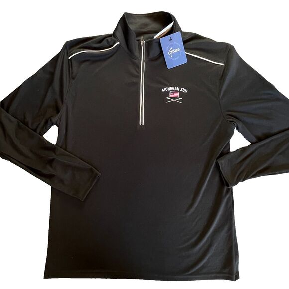 Mohegan Sun Rowing Pullover Shirt 1/4 Zip Mens Large Black Flag Sports New - Picture 1 of 10